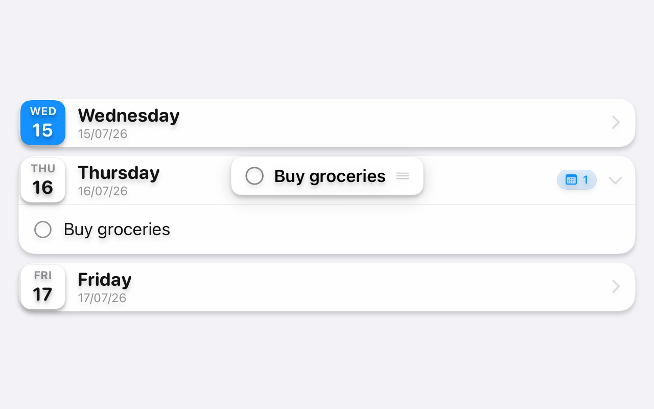Dragging a task onto a calendar day in ETasks