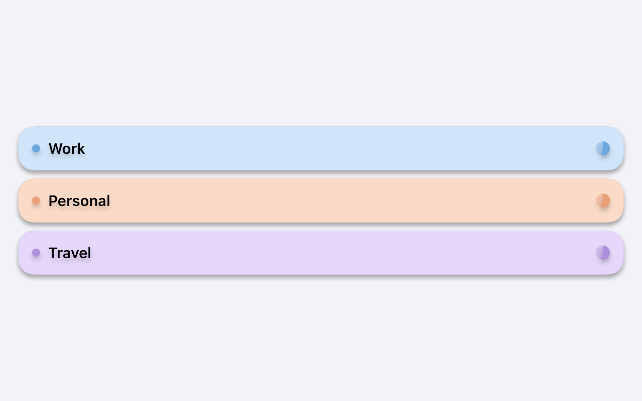 ETasks lists view with customisable list cards