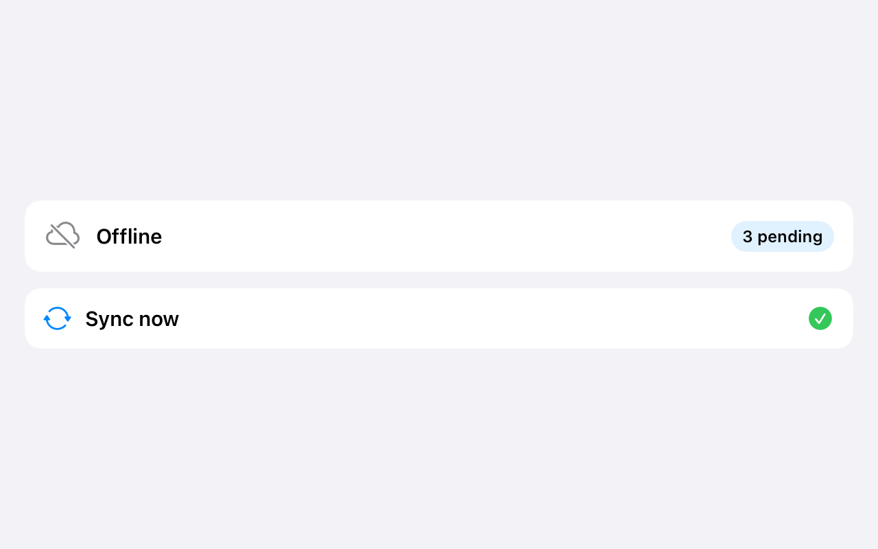 Offline-first sync status in ETasks