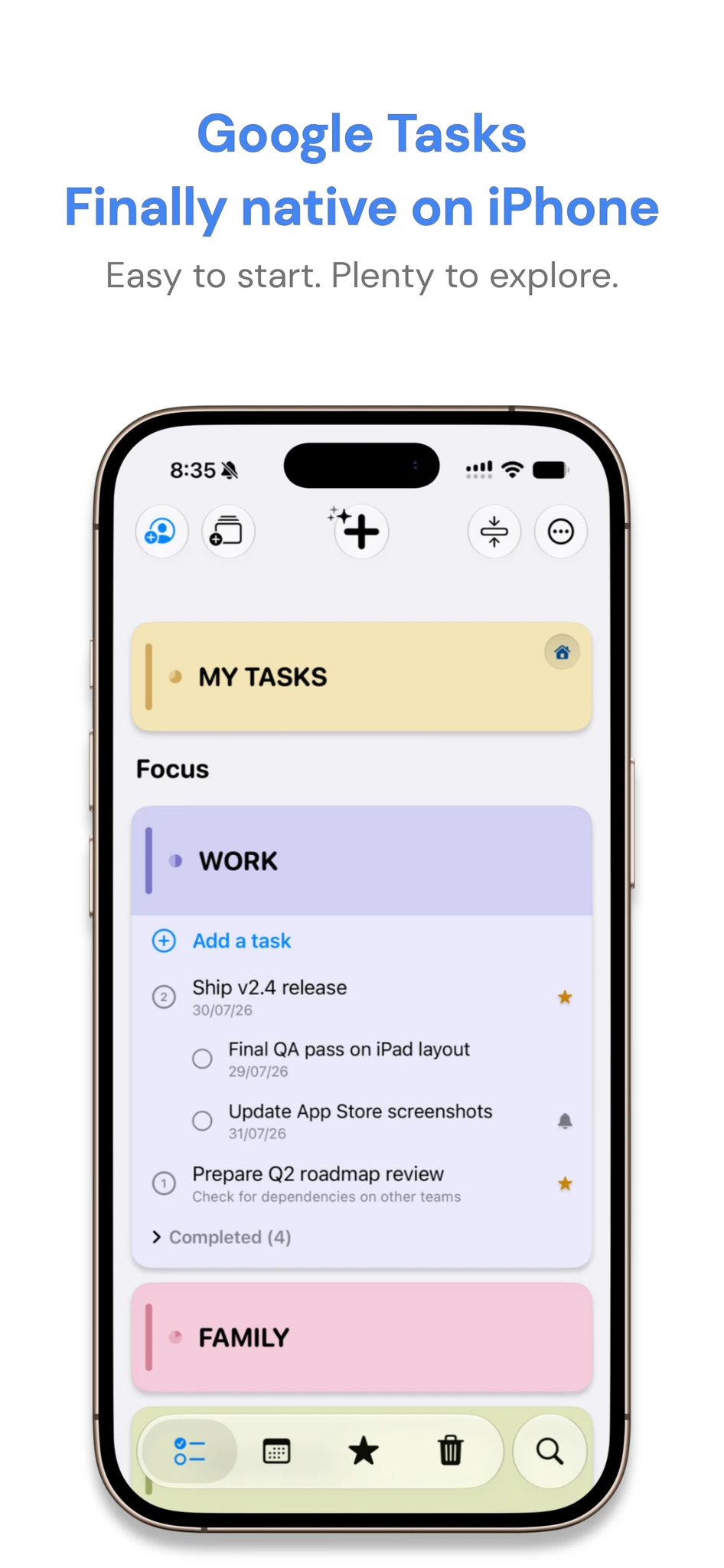 Google Tasks, finally native on iPhone